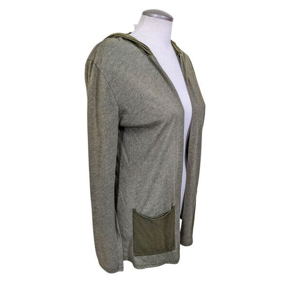 Soul Flower Womens S Olive Green Open Cardigan Hooded Eco Friendly Sustainable - Picture 3 of 6